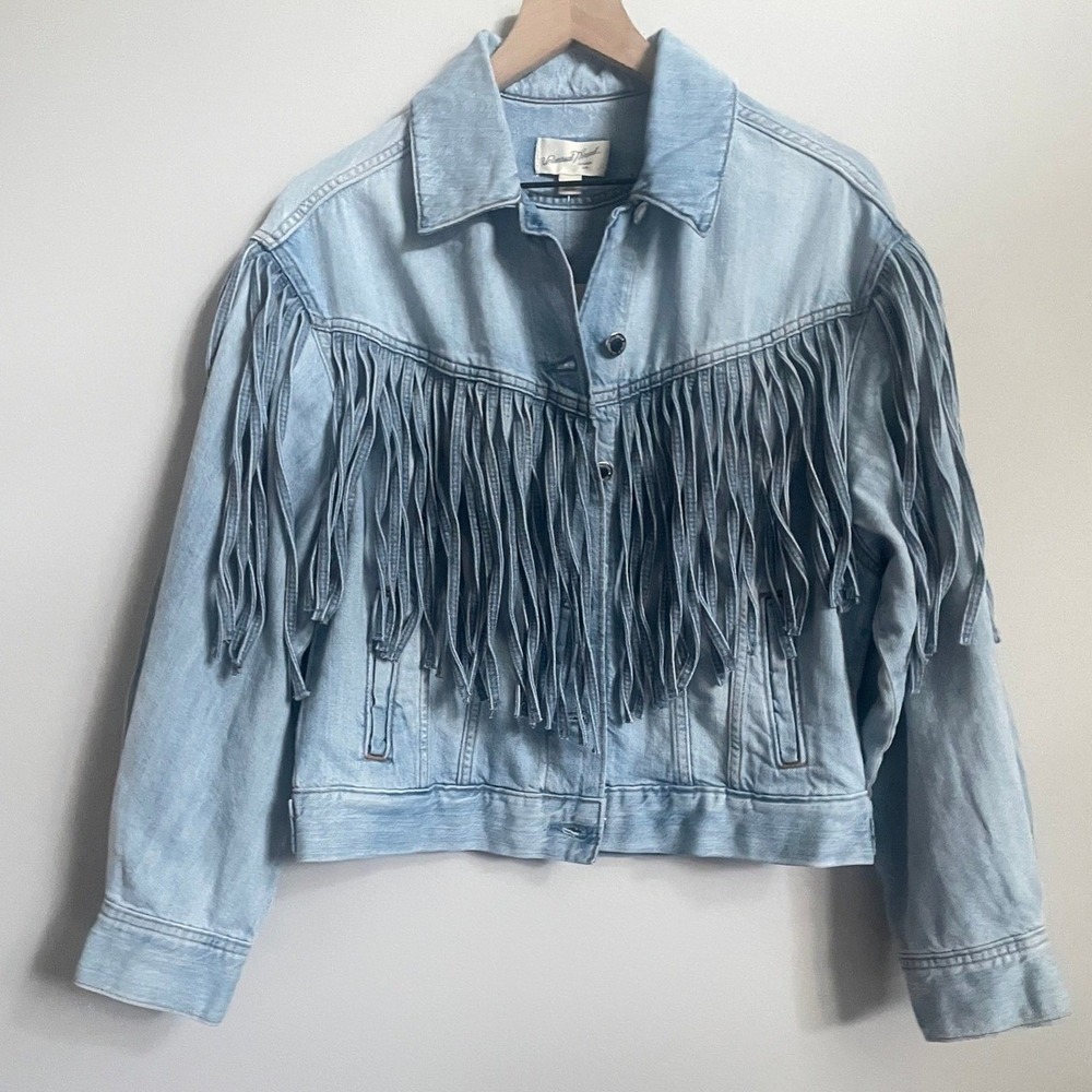 Universal Thread Long Fringe Denim Jacket XS (0-2) NWT